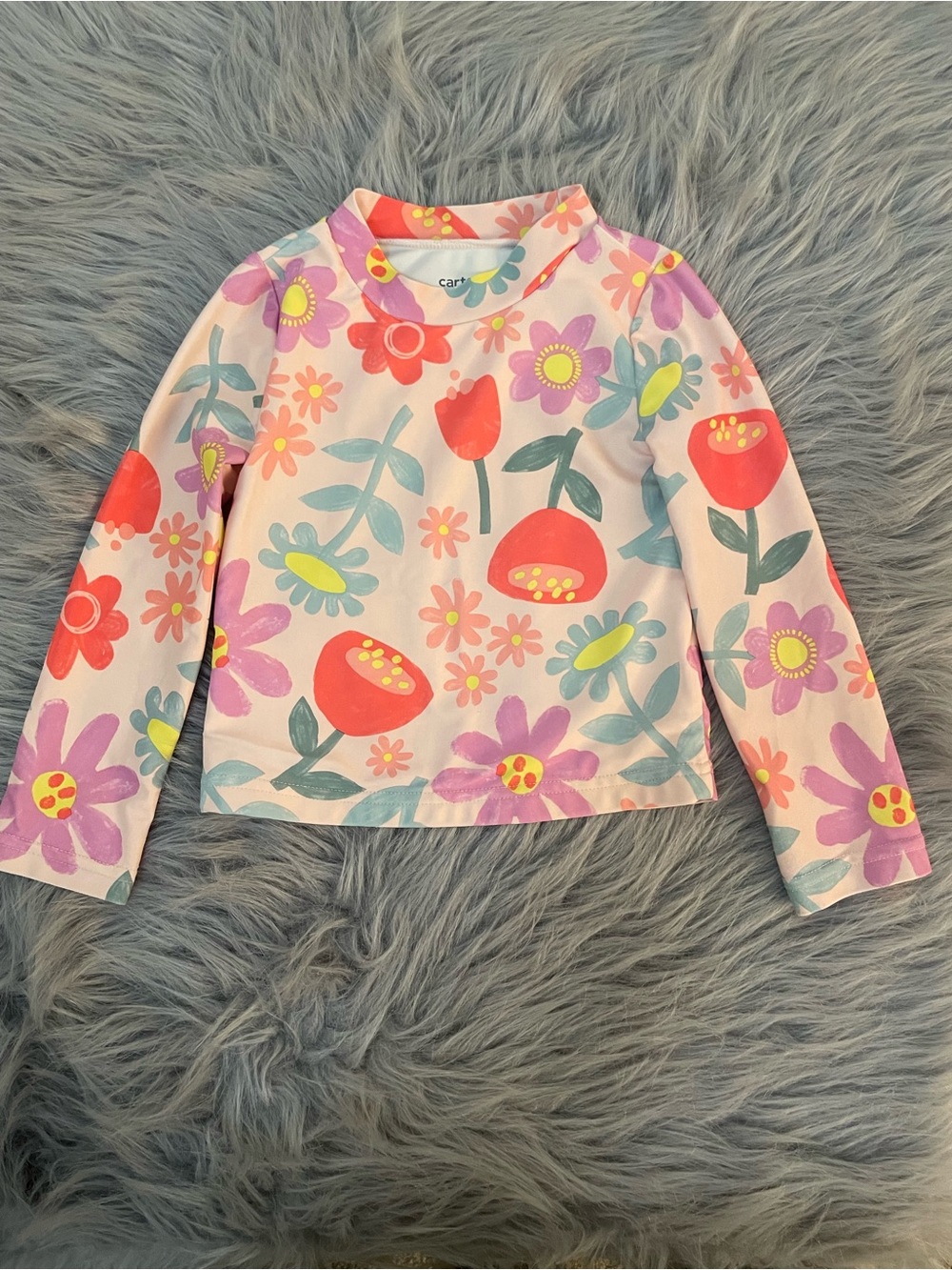 🥳Carter's Pink Floral Long Sleeve Swim Top